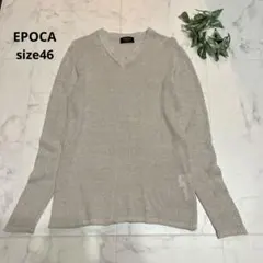 美品　EPOCA リネンコットン透かし編みニット　大きいサイズ46 ベージュのサムネイル