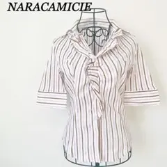 ピンクストライプシャツ フリル