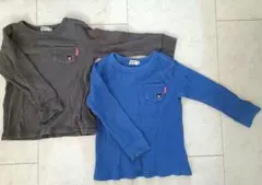 ミキハウス　ダブルビー　100cm　長袖シャツ　長袖Tシャツ　青　茶　2枚セット