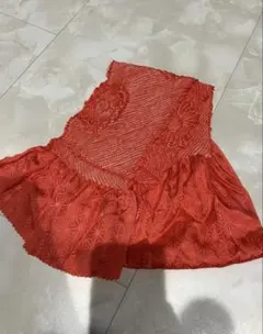 房付き帯揚げ 赤・多色　帯締セット