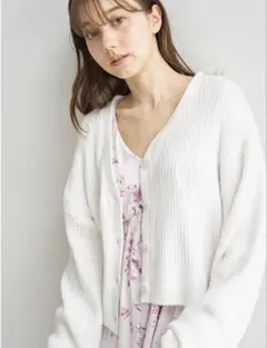 【新品タグ付き】gelato pique リブカーディガン/ホワイト