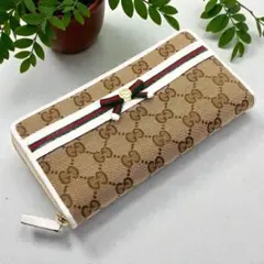 GUCCI・グッチ・長財布・GGキャンバス・リボン・シェリーライン