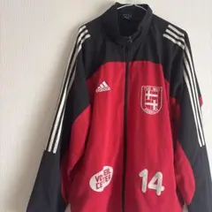 希少 2XO アディダス チームロゴ トラックジャケット 刺繍 赤黒 ユーロ古着