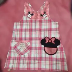 ミッキー ミニー チェック柄エプロン