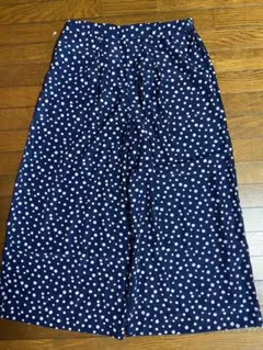 新品　ユニクロ　UNIQLO　ワイドパンツ　S　紺　ネイビー　水玉　ドット