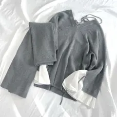 【美品】フレアスリーブドッキングニット×リブタイトスカート　ココディール