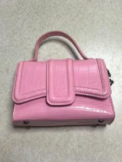 ZARAクロコ型押し ショルダーバッグ ハンドバッグ ピンク