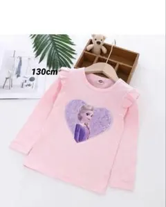 新品★キッズ長袖プリンセス　アナ雪エルサTシャツ　トップス130cmピンク