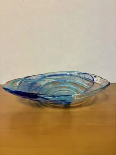 ガラス花器 水盤 池坊 いけばな 立花 草月流 大型 花瓶 ブルー 渦文様 ガラス花器 水盤 池坊 いけばな 立花 草月流 大型 花瓶 ブルー 渦文様