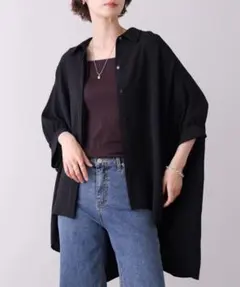 BouJeloud 麻ライクギャザースリーブチュニック