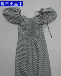 ♡ダーリッチ チェック柄パフスリーブワンピース グリーン系 レディース