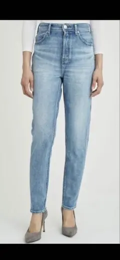 ライトブルー ハイウエストデニムパンツ