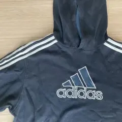 【古着】パーカー トレーナー ネイビー アディダス　ライン adidas