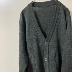 ⑥幾何学模様　グリーン系のセーター　ニット　メンズM ヴィンテージ古着