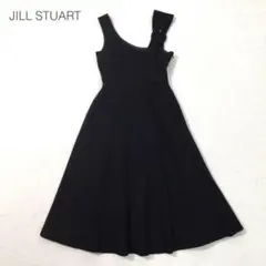 ジルスチュアート ドレスワンピース ノースリーブ フレア 黒 細見え 結婚式 S