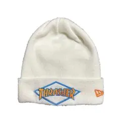 Thrasher × NEW ERA ニットキャップ スケーター 白 ワッペン
