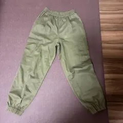 カーキ カーゴパンツ ウエストゴム 裾ゴム