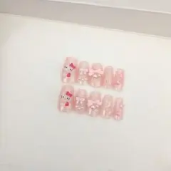 ネイルチップ　ピンク　ショートバレリーナ　スナ系　シアー　ワンホン　現品　韓国