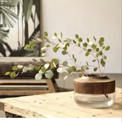 SPICE BOLD フラワーベース　花瓶　ガラスと木の花瓶　北欧風インテリア