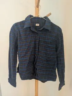 UNIQLO 長袖シャツ Sサイズ 青黒チェック