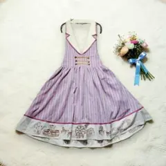 良品☆アクシーズファム カワイイ ワンピース レースアップ 刺繍 ジャンスカ