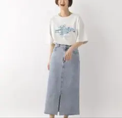 LEPSIM 丈変化デニムナロースカート　ケミカルブルー80 L