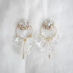 182.Flower×SHALASHALAピアス✴イヤリング　結婚式お洒落クリア
