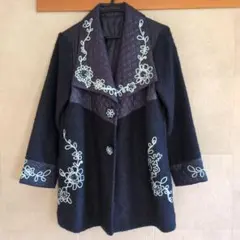 お値下げ刺繍入りダークネイビーキルティングジャケット