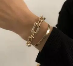 ★大好評・在庫限り★2個セット ゴールド ブレスレット czダイヤモンドのサムネイル