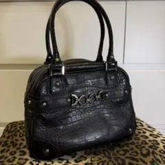 00s y2k archive croc embossed bag black