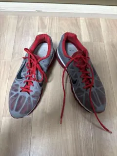 NIKE グレー/レッド ランニングシューズ