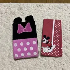 ミニーマウス 折りたたみミラーとハンカチセット　ディズニー　レアレトロ年代物