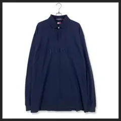 トミーヒルフィガー 長袖 ポロ シャツ ロゴ 刺繍 オーバーサイズ XXL 古着