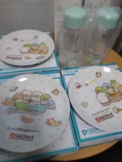 未使用　すみっコぐらし プレート3枚とボトル2本セット