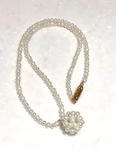 美品　淡水パール フラワーモチーフ ネックレス　シルバー