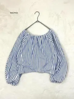 MACPHEEマカフィー　コットンブロードクロップドブラウス　ストライプ