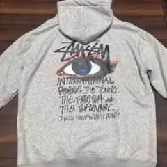 未使用　紙タグ付き　ステューシー　Stüssy スカルプリント グレー パーカー 未使用 紙タグ付き ステューシー Stüssy スカルプリント グレー