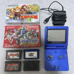 ゲームボーイアドバンスSP本体/ブルー/充電器/ソフト4個付き