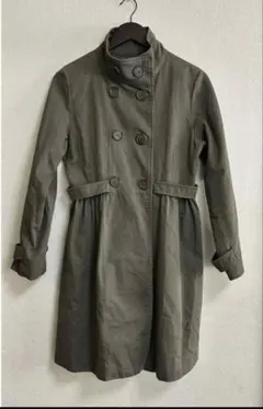 レディース アウター カーキ ダブルボタン スタンドカラー トレンチコート 2