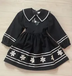 Shirley Temple 黒の花刺繍ワンピース 120cm