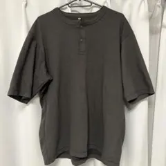 UNIQLO ヘンリーネックTシャツ ダークグレー XL