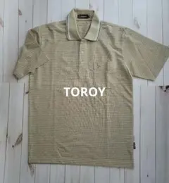 TOROY　トロイ メンズ 半袖 ポロシャツ Mサイズ（ベージュ・ボーダー）のサムネイル