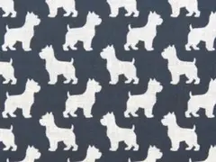 【ゆきちゃん限定】X2652-1 ウエスティ柄 シルエット 紺 生地 1m