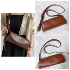 新品 thevon 横長フラップショルダー バッグ ブラウン