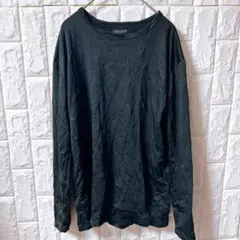 ブラック 長袖カットソートップス 裏起毛