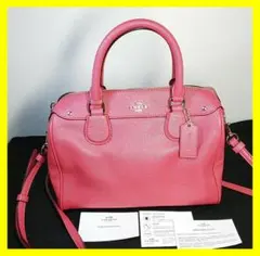COACH コーチ レザー　2WAY バッグ　可愛いピンク　【鑑定済】