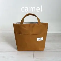 バッグインバッグ　帆布キャメル　縦長
