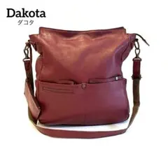 Dakota ダコタ レザーショルダーバッグ A4可 ボルドー マチあり 本革