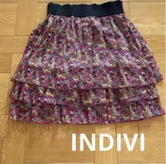 INDIVI ピンク系　花柄ティアードスカート　05のサムネイル