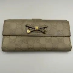 GUCCI グッチ 長財布 シマ リボン ベージュのサムネイル